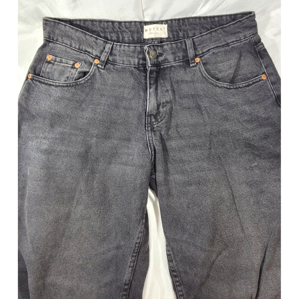 Motel Women's Extra Wide Leg 10" Rise Black Denim Jeans - Tag:30Wx32L (34Wx31.5)